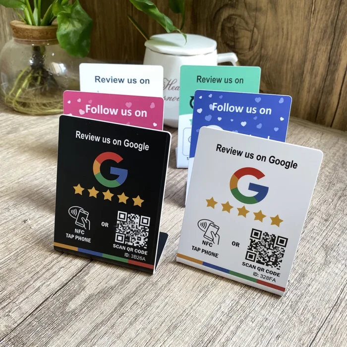 3x4 Inch Multilingual NFC Google Review Stand - حامل تقييمات جوجل بخمس لغات | Boost Reviews Fast | NTAG213 Certified | شحن سريع السعودية - Image 11