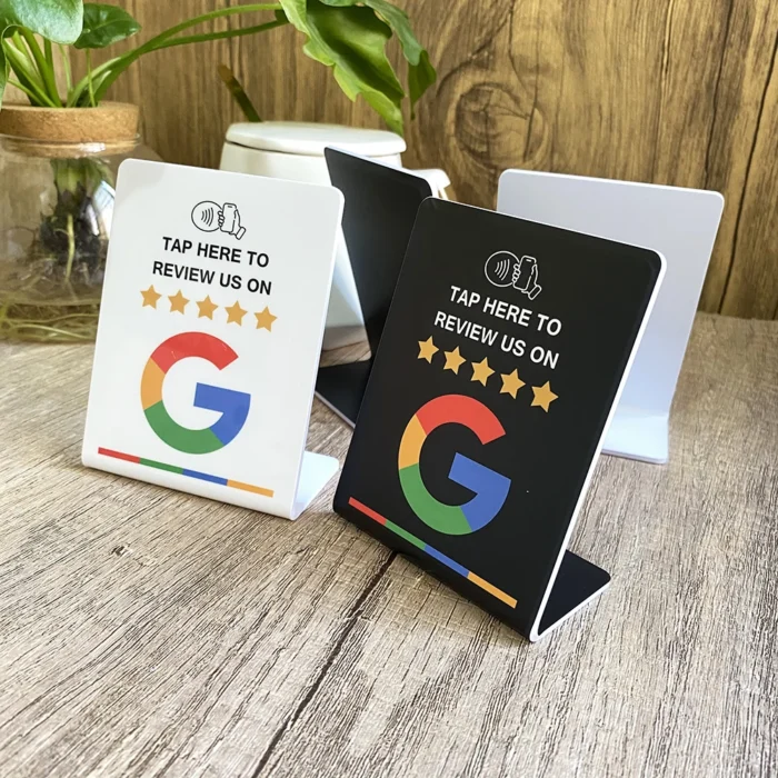3x4 Inch Multilingual NFC Google Review Stand - حامل تقييمات جوجل بخمس لغات | Boost Reviews Fast | NTAG213 Certified | شحن سريع السعودية - Image 3