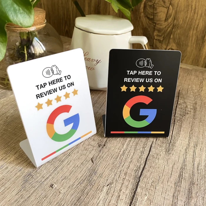 3x4 Inch Multilingual NFC Google Review Stand - حامل تقييمات جوجل بخمس لغات | Boost Reviews Fast | NTAG213 Certified | شحن سريع السعودية - Image 2